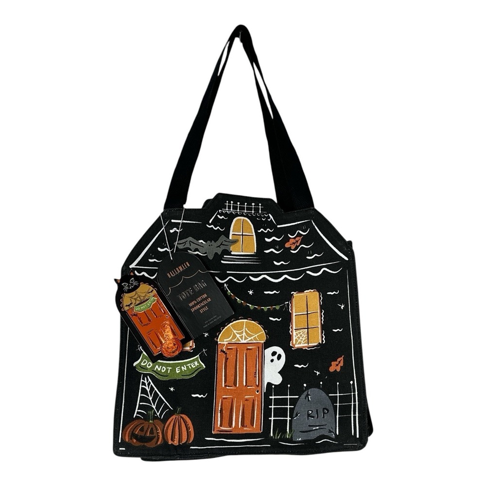 New Halloween Night Haunted House Multicolor Canvas Tote Bag Pumking Ghost Viral